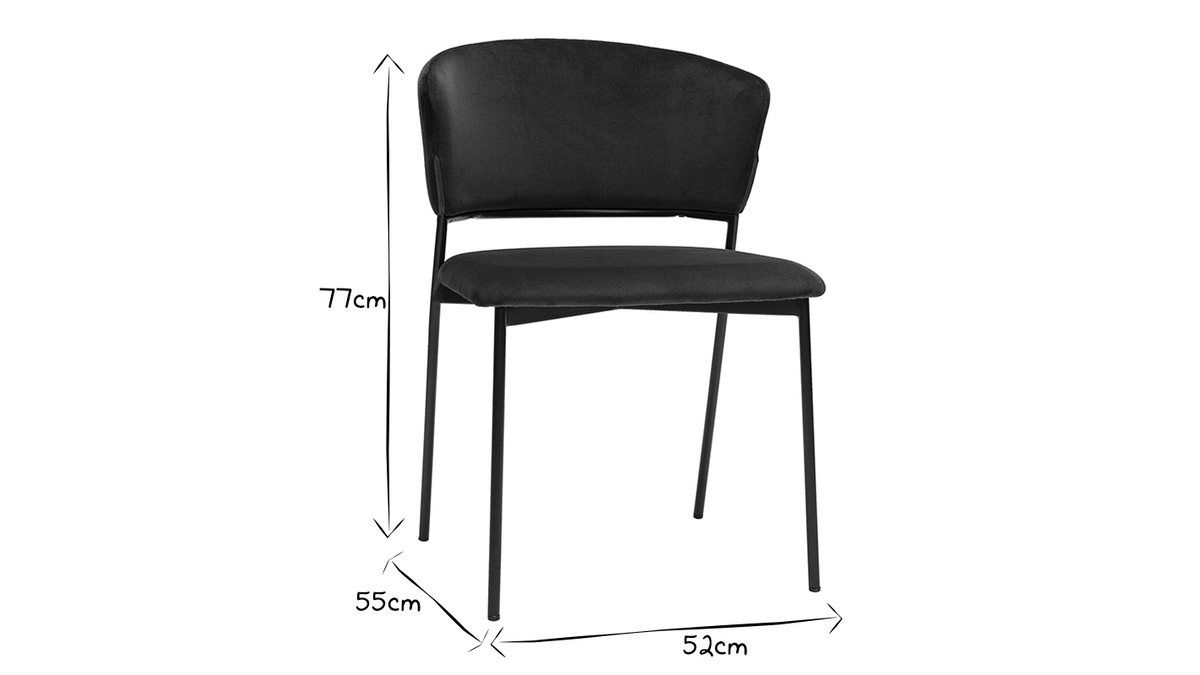 Stuhl aus petrolblauem Miliboo (2er-Set) Metall FELIZ - schwarzem und Samt