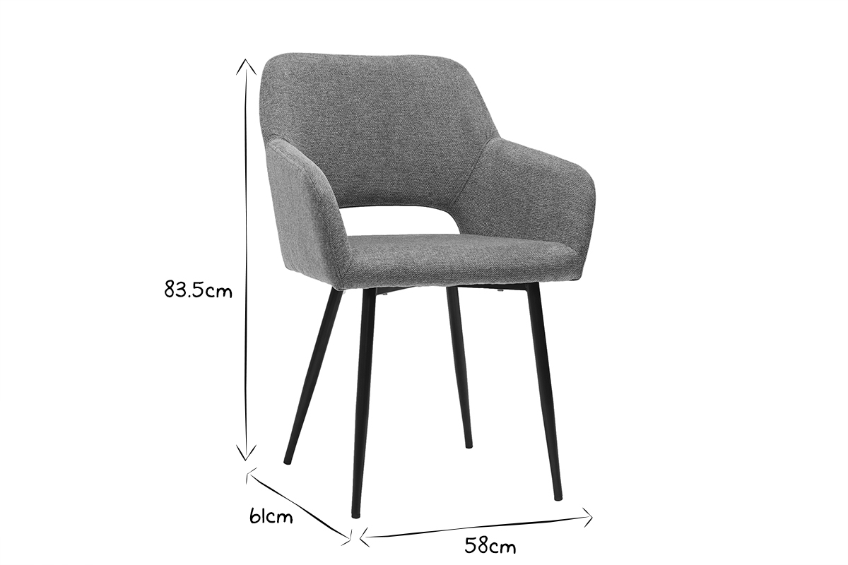 Sthle aus grauem Stoff mit Samteffekt (2er-Set) LAURETTE