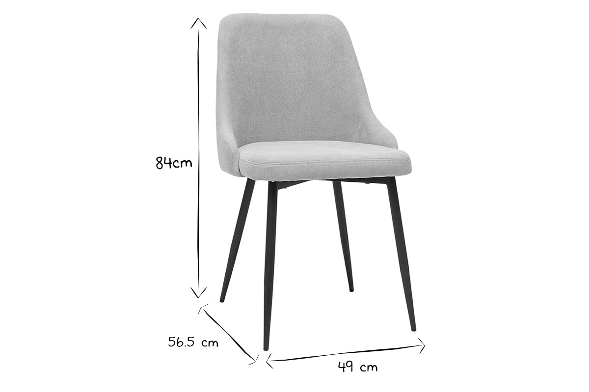 Sthle aus naturfarbenem Stoff mit Samteffekt und schwarzem Metall (2er-Set) CULT