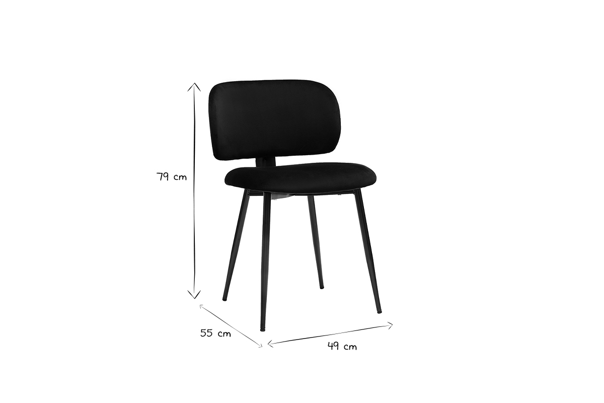 Sthle aus schwarzem Samtstoff und Metall (2er-Set) ATRIUM