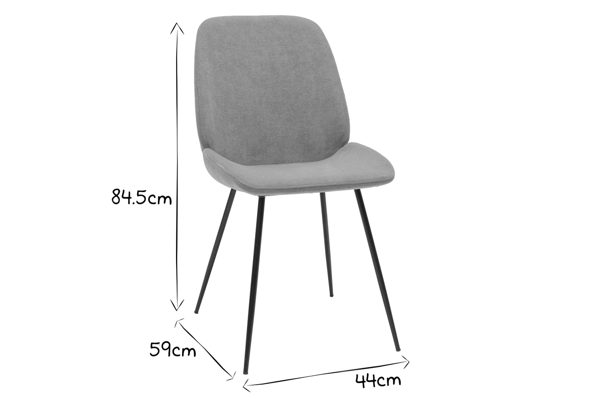 Sthle aus senfgelbem Stoff mit Samteffekt mit Beinen aus schwarzem Metall (2er-Set) KAOLY