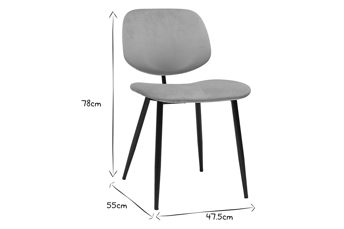 Sthle aus taupefarbenem Samt und schwarz lackiertem Metall (2er-Set) TOBIAS