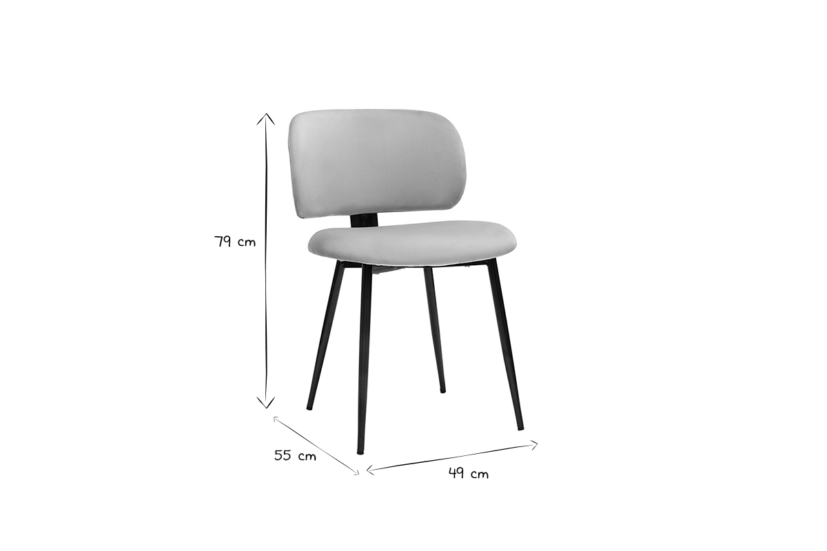 Sthle aus taupefarbenem Samt und schwarzem Metall (2er-Set) ATRIUM