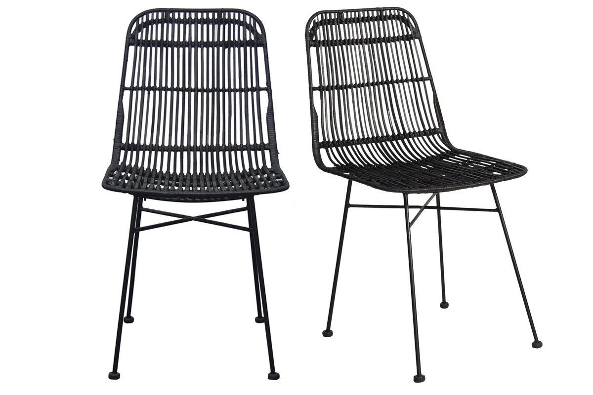 Sthle Rattan Natur schwarz lackiert 2 Stk. MALACCA