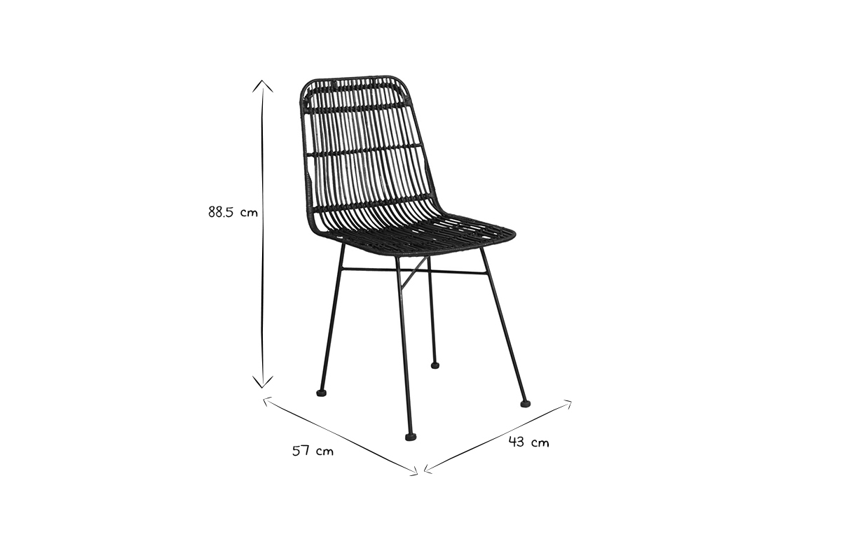 Sthle Rattan Natur schwarz lackiert 2 Stk. MALACCA