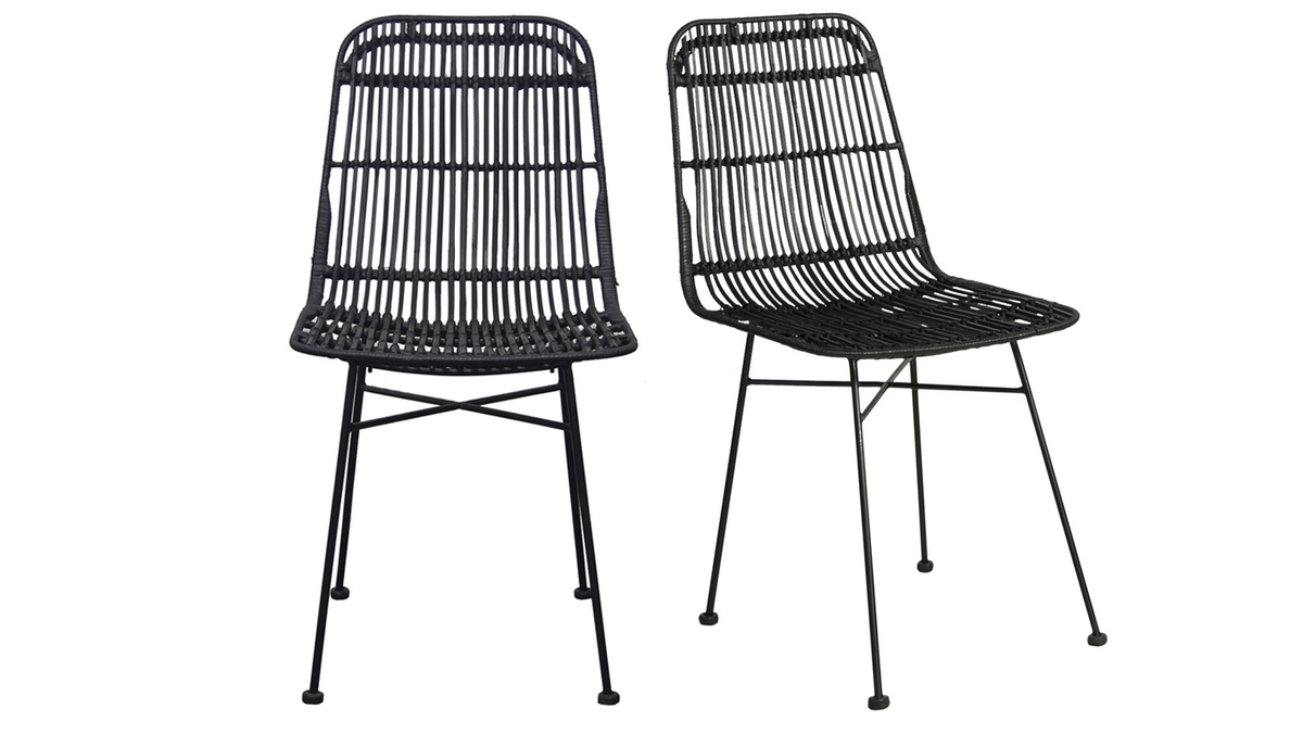 Sthle Rattan Natur schwarz lackiert 2 Stk. MALACCA