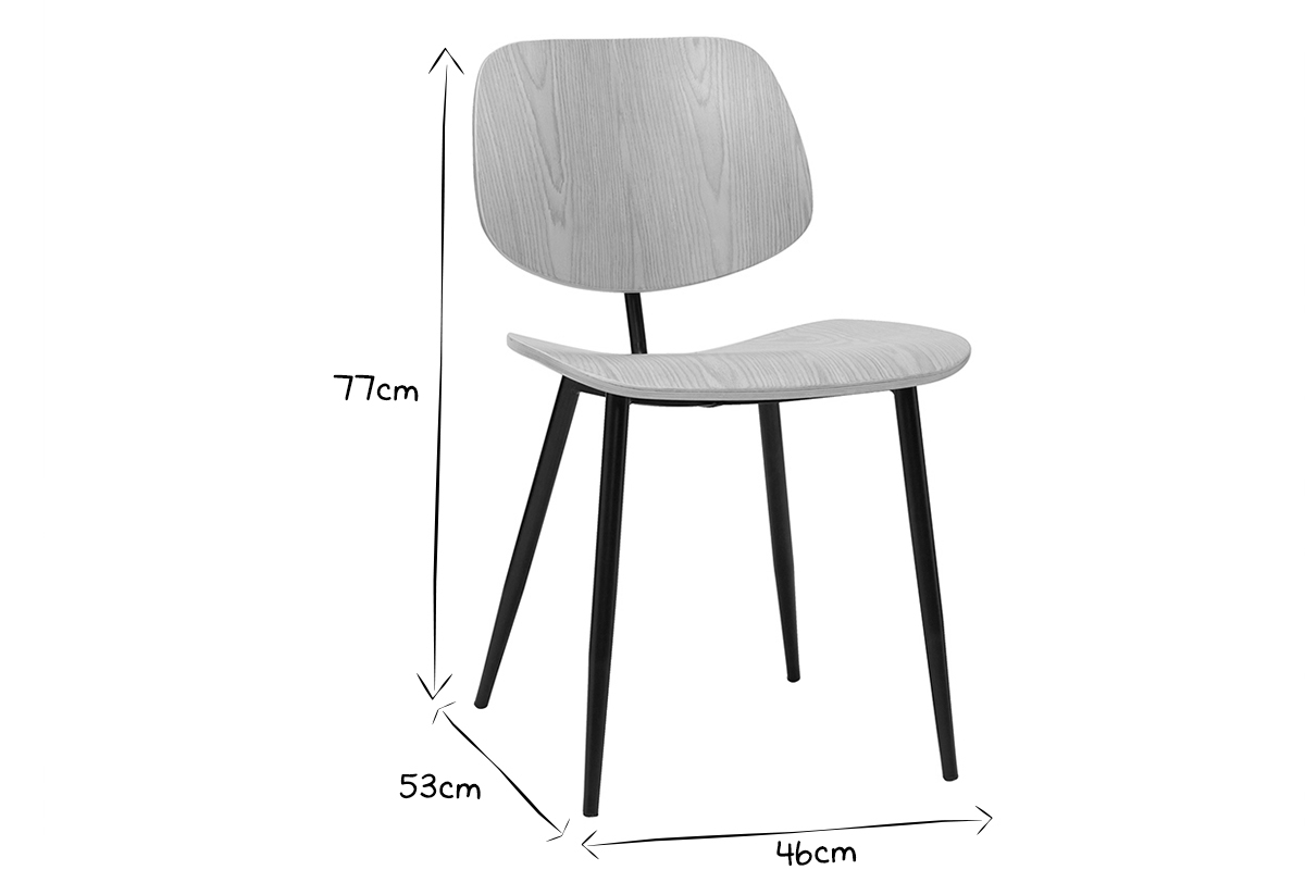 Sthle schwarzes Holz und schwarzes Metall (2er-Set) TOBIAS