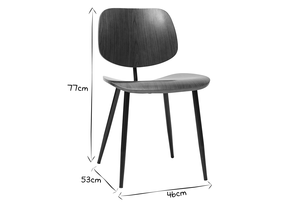 Sthle TOBIAS dunkles Holz und schwarzes Metall (2er-Set)