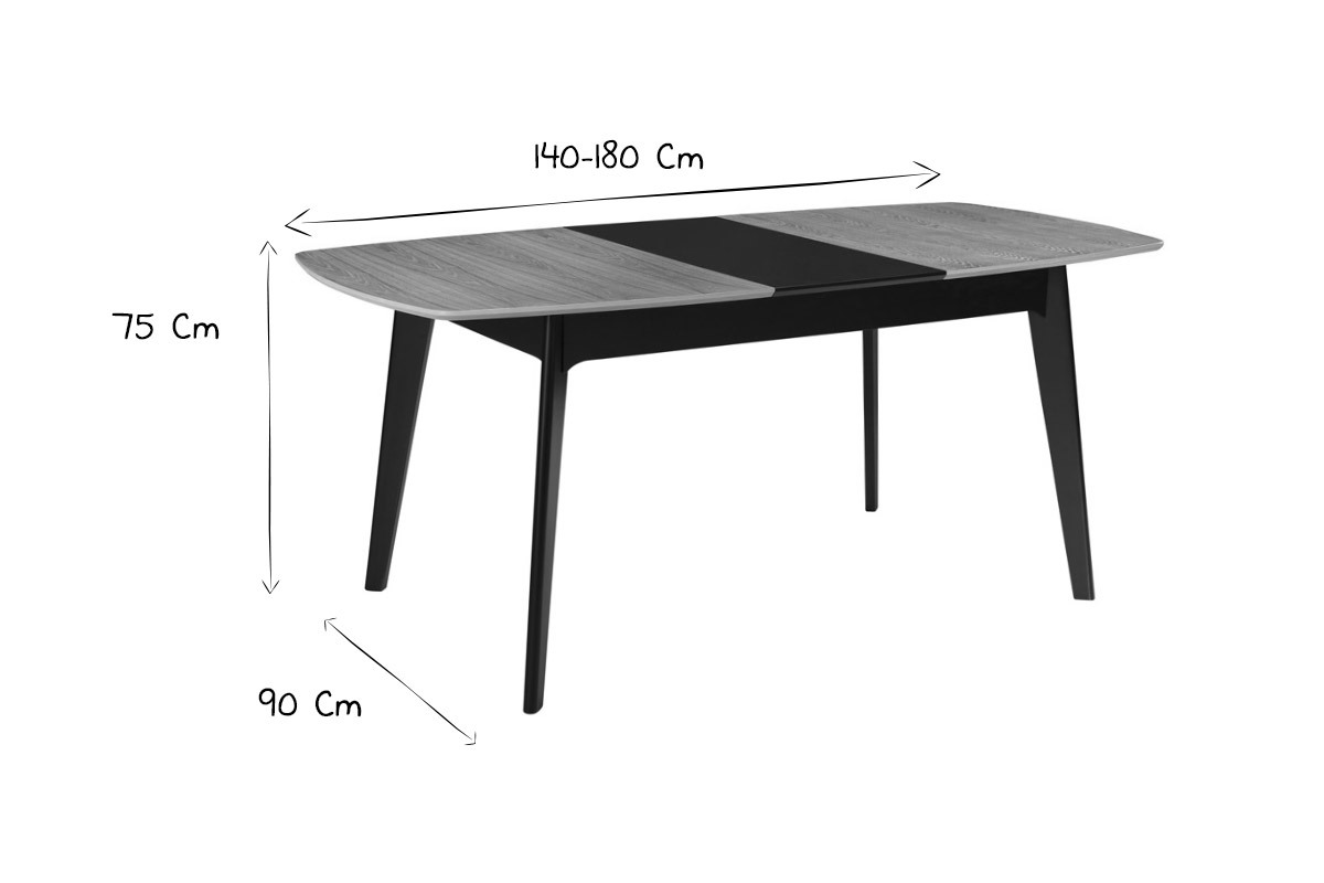 Tisch ausziehbar skandinavisch Wei und Holz Lnge 140-180 cm MEENA