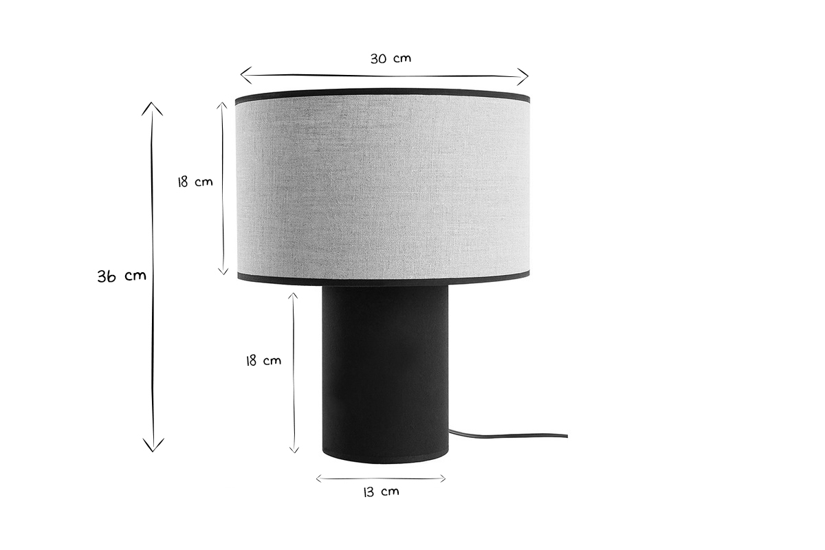 Tischlampe aus hellem Leinen und schwarzer Baumwolle SLOT