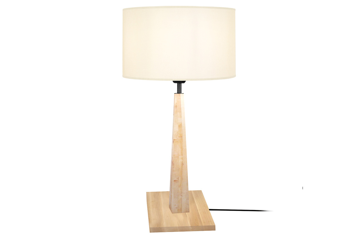 Tischlampe mit Holzfen ecru NIDRA