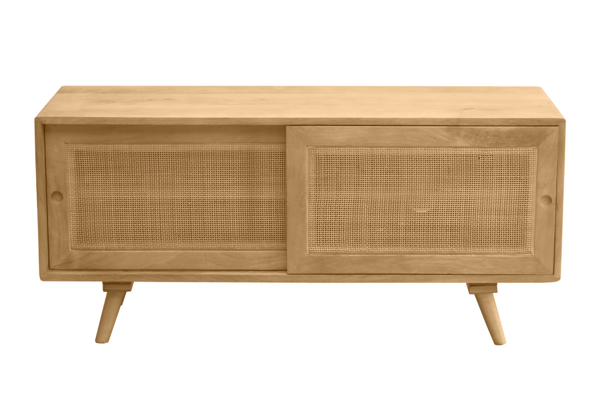 TV-Mbel aus massivem Mangoholz und Rattan-Rohrgeflecht B110 cm ACANGE