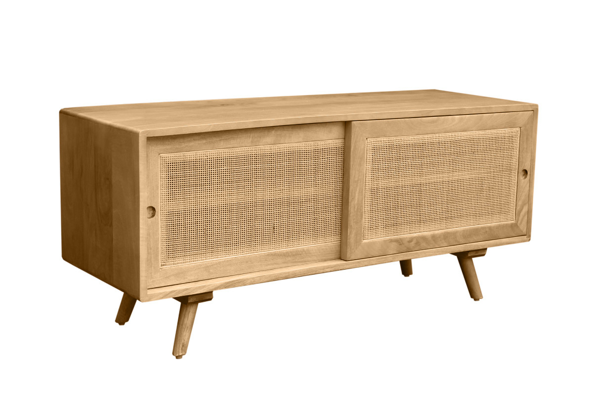 TV-Mbel aus massivem Mangoholz und Rattan-Rohrgeflecht B110 cm ACANGE