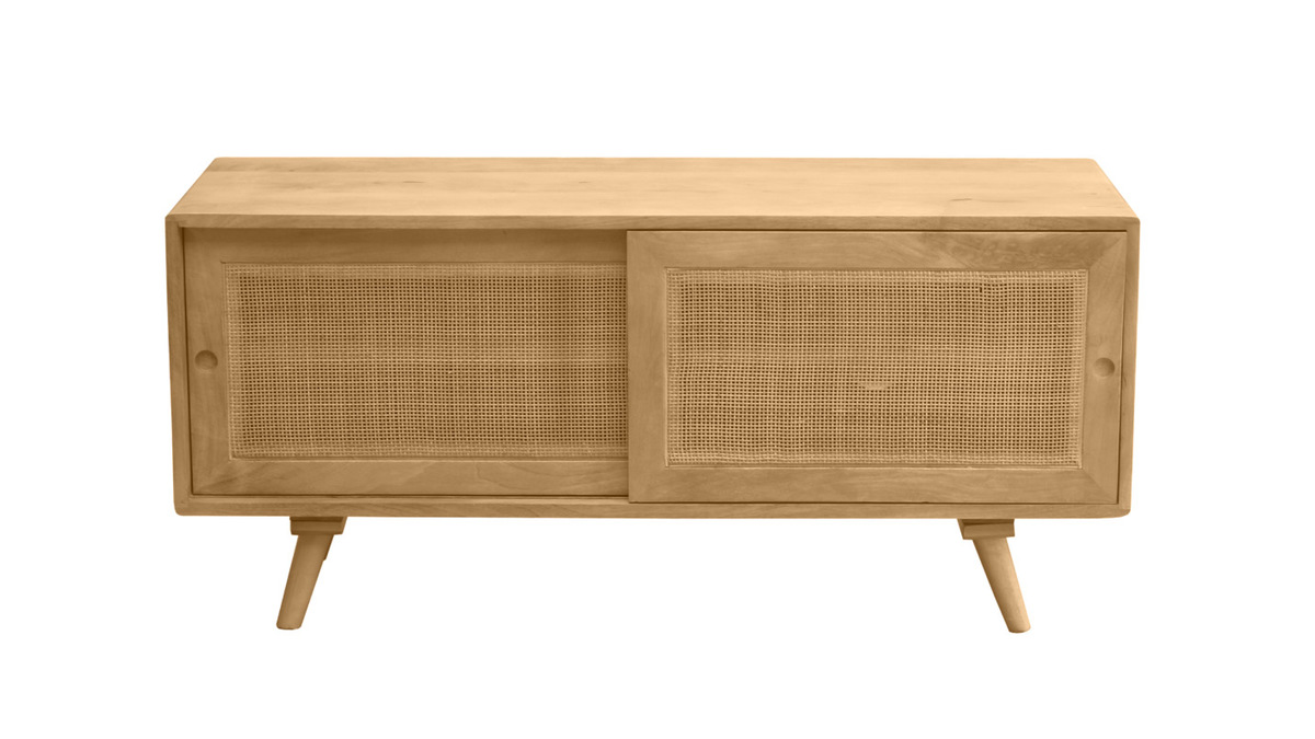 TV-Mbel aus massivem Mangoholz und Rattan-Rohrgeflecht B110 cm ACANGE