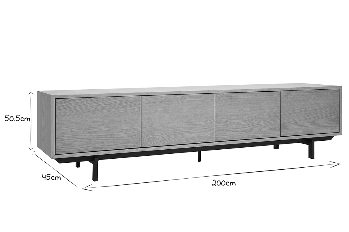 TV-Mbel, Eiche und Schwarz Metallfinish L200 cm MANNY