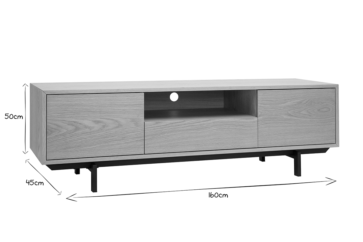 TV-Mbel mit Eichenholz-Finish und offener Nische L160 cm MANNY