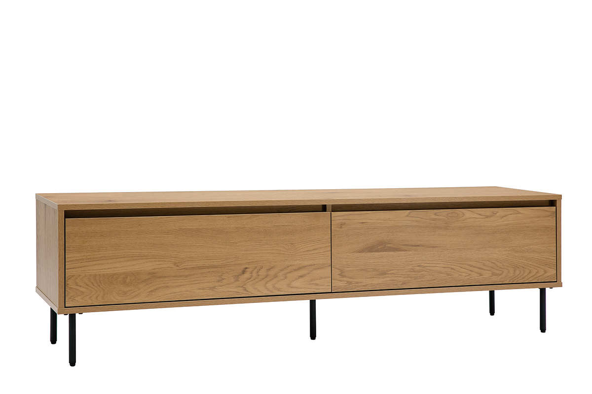 TV-Mbel mit hellem Holzfinish in Eiche 2 Schubladen L160 cm ARAGON