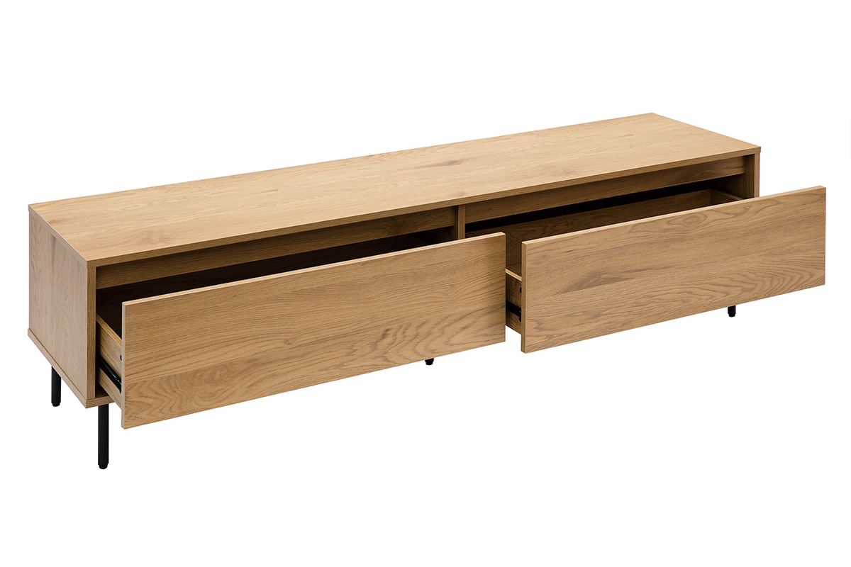 TV-Mbel mit hellem Holzfinish in Eiche 2 Schubladen L160 cm ARAGON