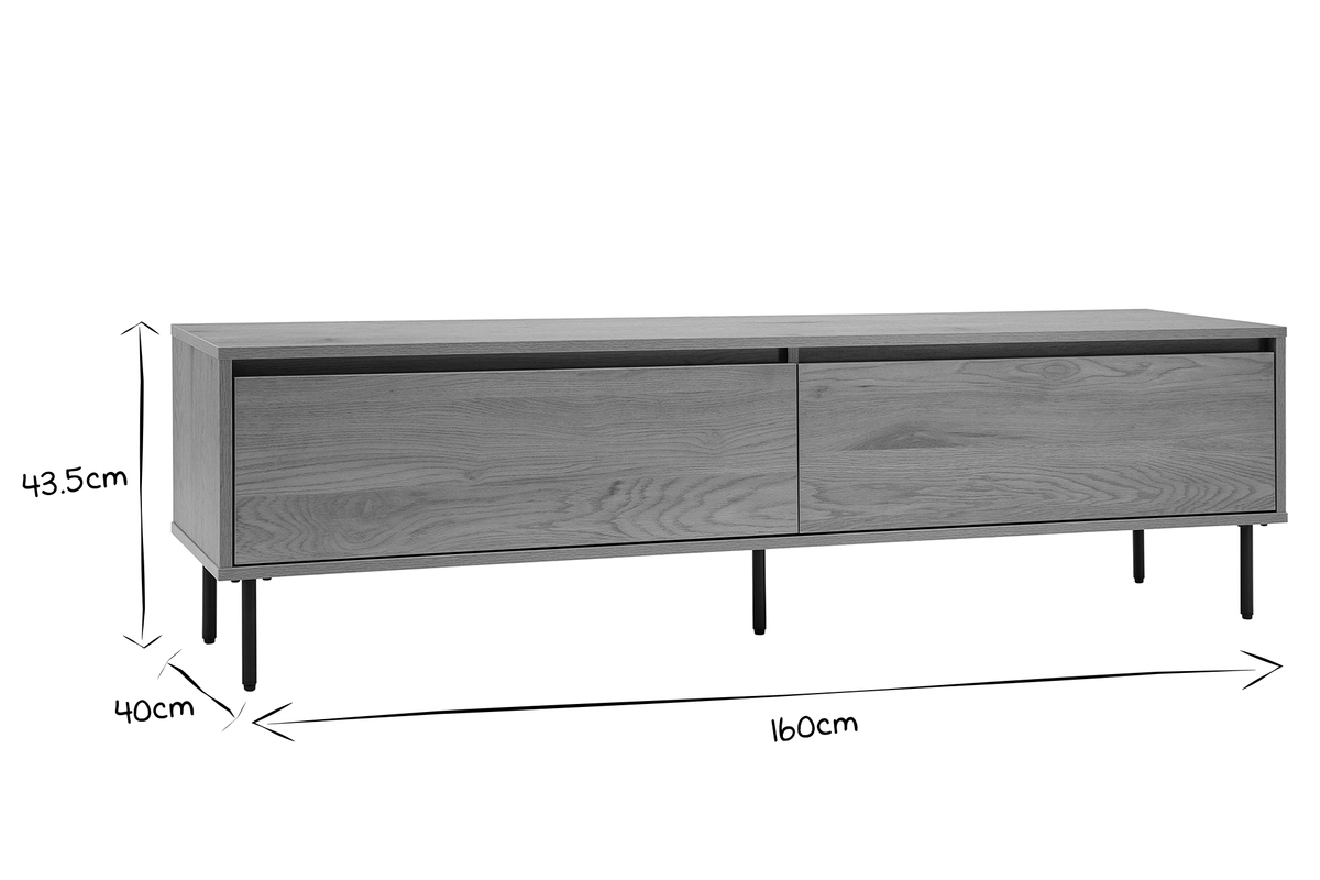 TV-Mbel mit hellem Holzfinish in Eiche 2 Schubladen L160 cm ARAGON