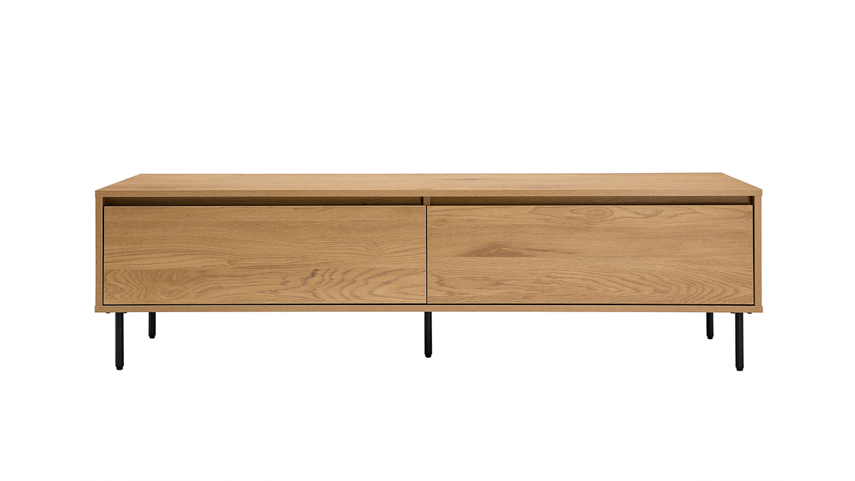 TV-Mbel mit hellem Holzfinish in Eiche 2 Schubladen L160 cm ARAGON