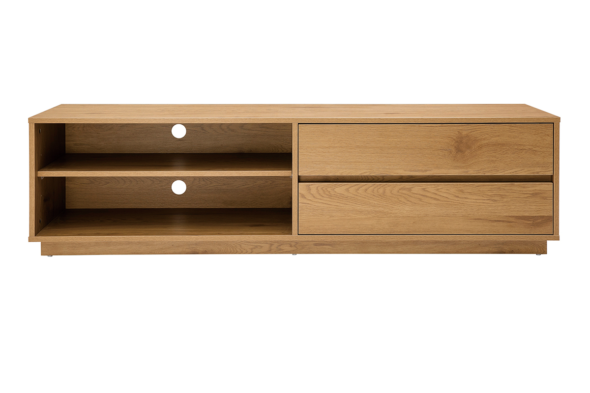 TV-Mbel mit hellem Holzfinish in Eiche 2 Schubladen L160 cm MADERO