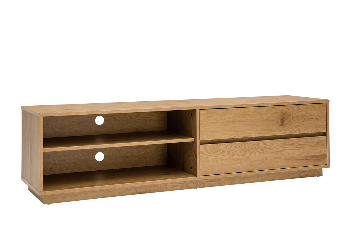 TV-Mbel mit hellem Holzfinish in Eiche 2 Schubladen L160 cm MADERO