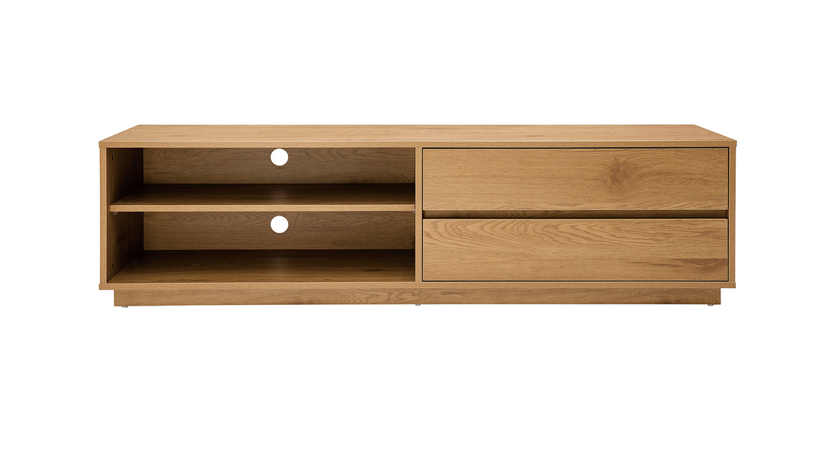 TV-Mbel mit hellem Holzfinish in Eiche 2 Schubladen L160 cm MADERO