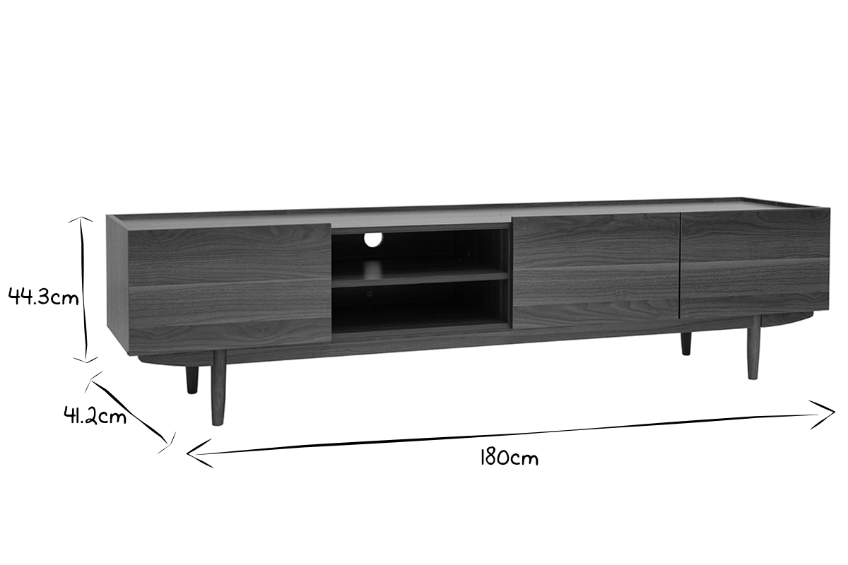 TV-Mbel mit Tren aus dunklem Holz B180 cm SANAA