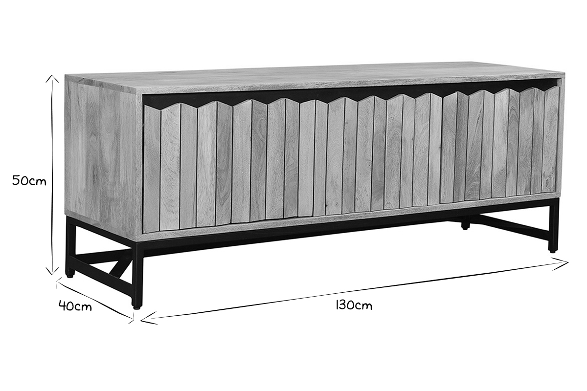 TV-Schrank aus massivem Mangoholz und Metall B 130 cm ESTY