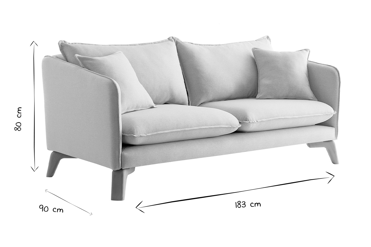 Umweltfreundliches 3-Sitzer-Sofa aus naturfarbenem Stoff FOREST