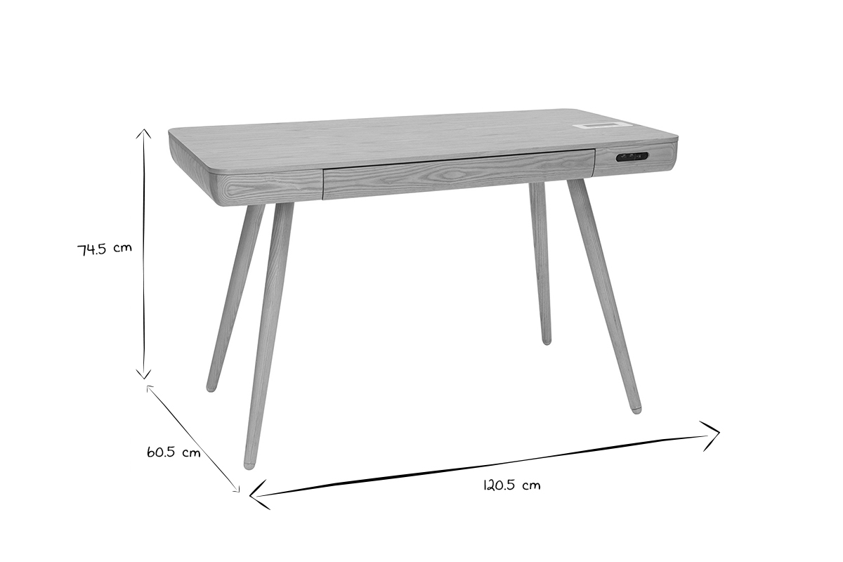 Vernetzter Multimedia-Schreibtisch aus massiver Esche CLEVER