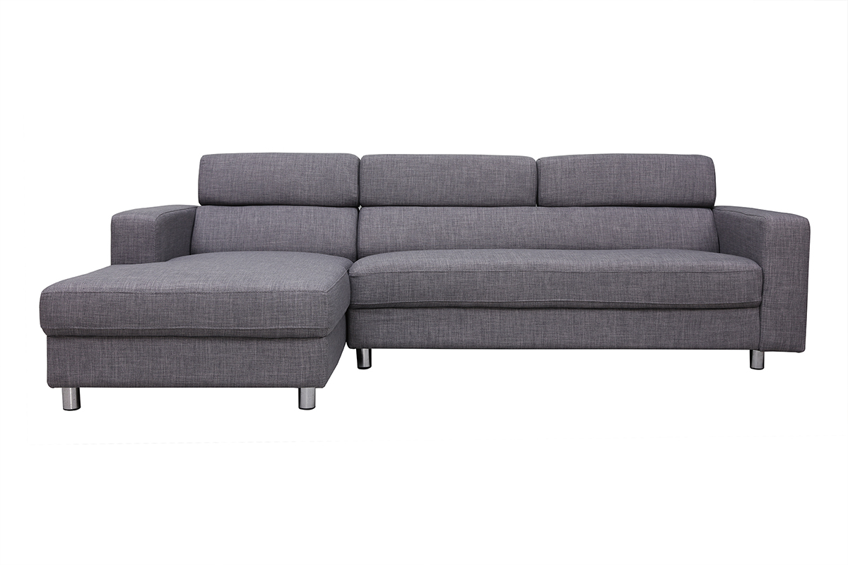 Verstellbares Design-Ecksofa (Ecke links) PORTLAND Grau