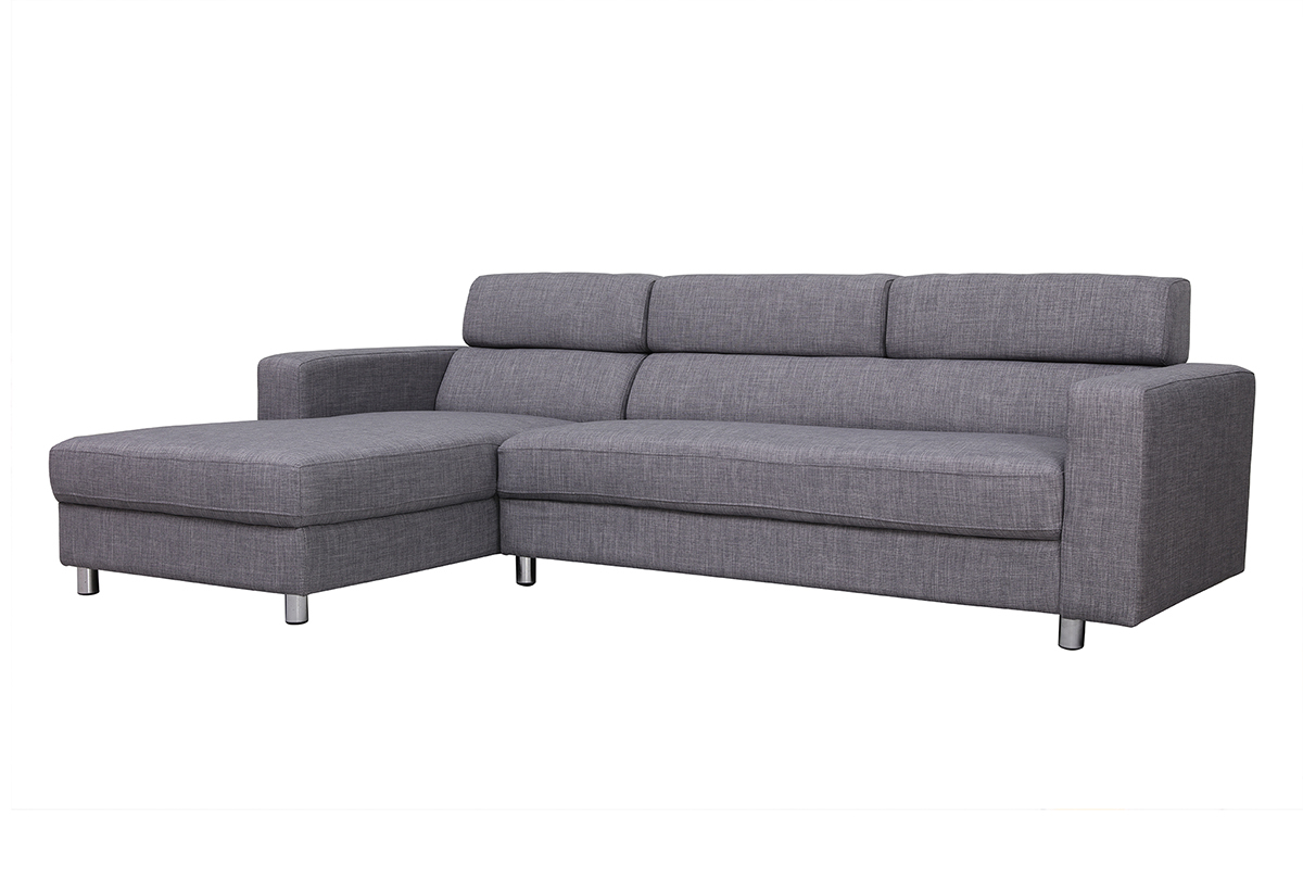 Verstellbares Design-Ecksofa (Ecke links) PORTLAND Grau