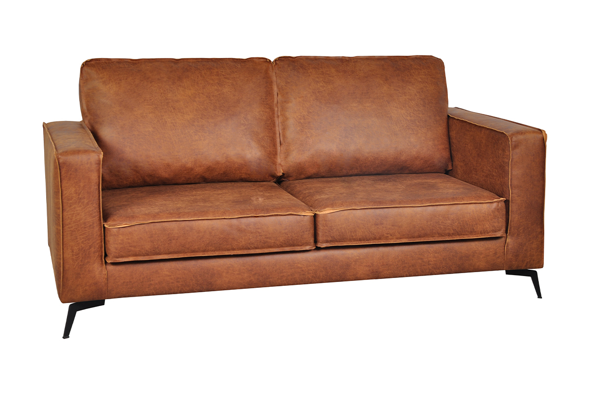 Vintage-Ledersofa 2-Sitzer cognacfarben SONNY