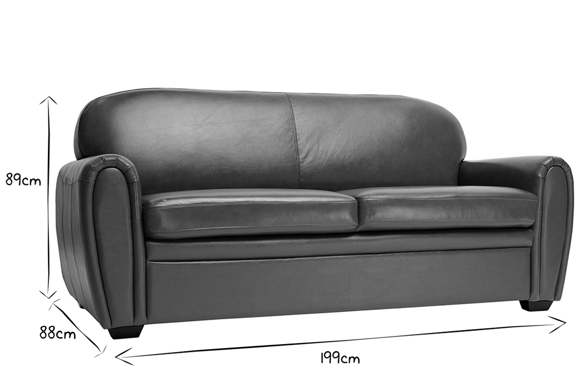 Vintage-Ledersofa dunkelbraun 3-Sitzer CLUB