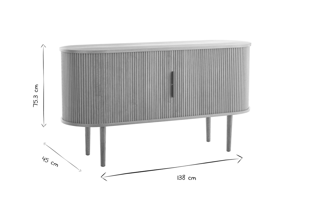 Vintage-Sideboard aus dunklem Walnussfurnier mit 2 Schiebetren B138 cm EPIC