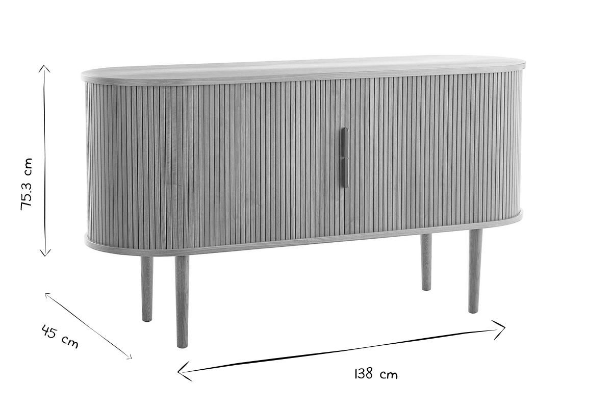 Vintage-Sideboard aus hellem Eichenholz mit 2 Schiebetren B138 cm EPIC