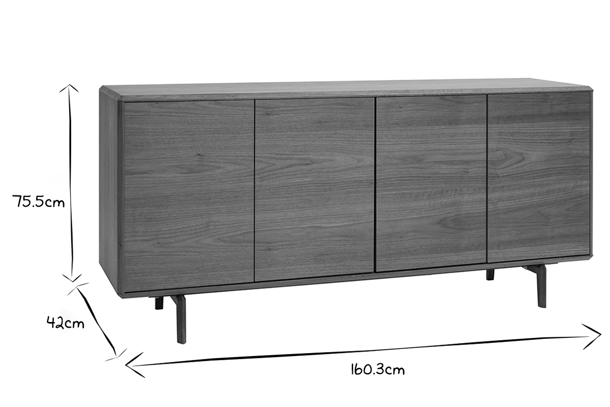 Vintage-Sideboard mit vier Tren aus dunklem Holz B160 cm SUVA