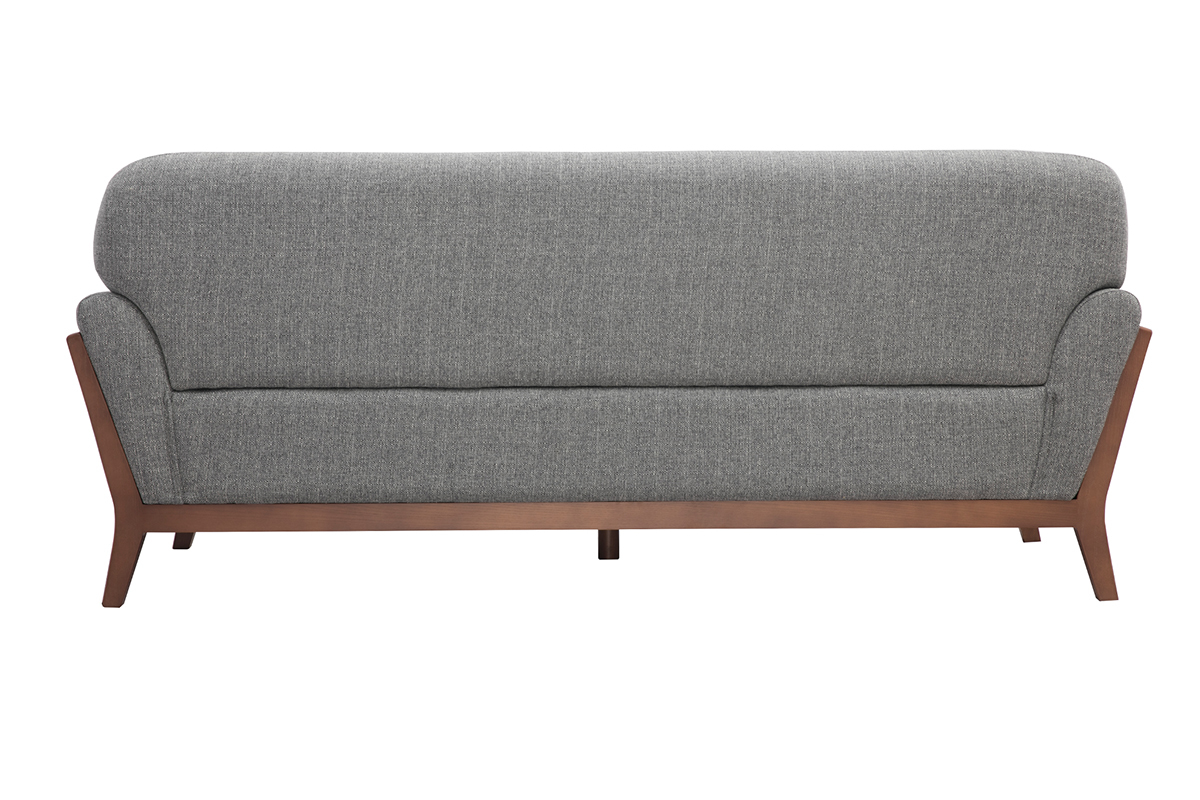 Vintage-Sofa in Grau und Nussbaum 3-Sitzer YOKO