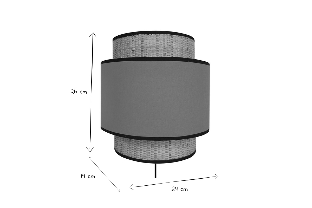Wandleuchte aus Jute und graublauem Stoff CHILL