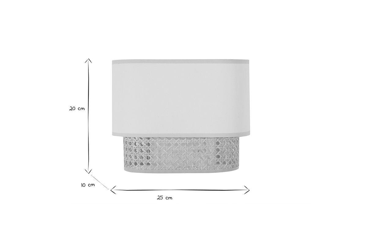 Wandleuchte aus khakigrnem Stoff und natrlichem Rattan-Rohrgeflecht H20 cm TIWY
