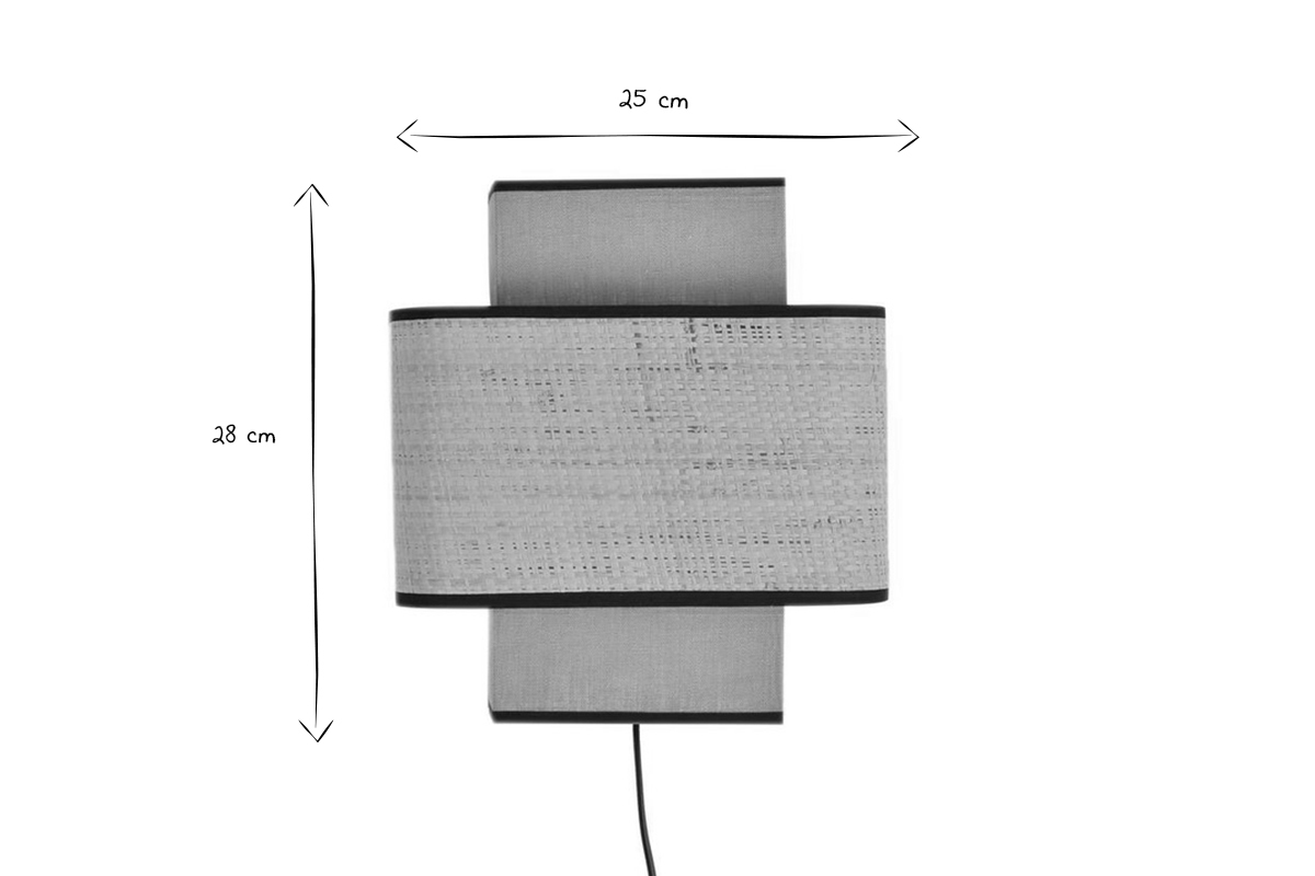 Wandleuchte aus rtlichem Leinen und Bast TERA