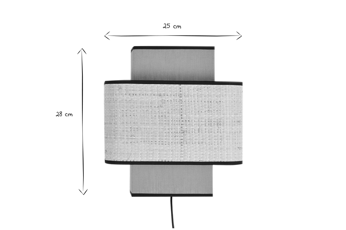 Wandleuchte aus senfgelbem Leinen und Bast TERA