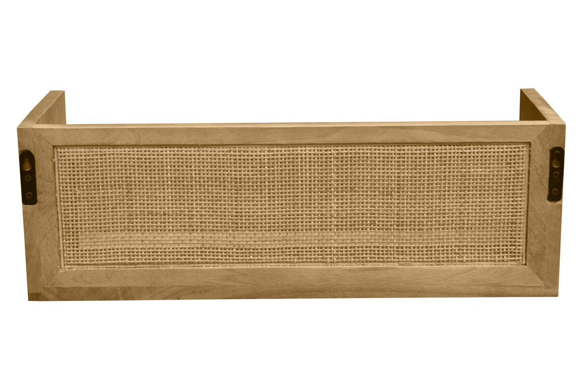 Wandregal aus massivem Mangoholz und Rattan-Rohrgeflecht B60 cm ACANGE