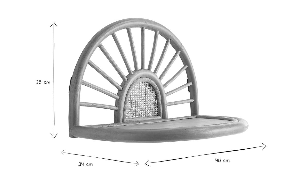 Wandregale aus naturfarbenem Rattan und Rohrgeflecht B40 cm (2er Set) BOW