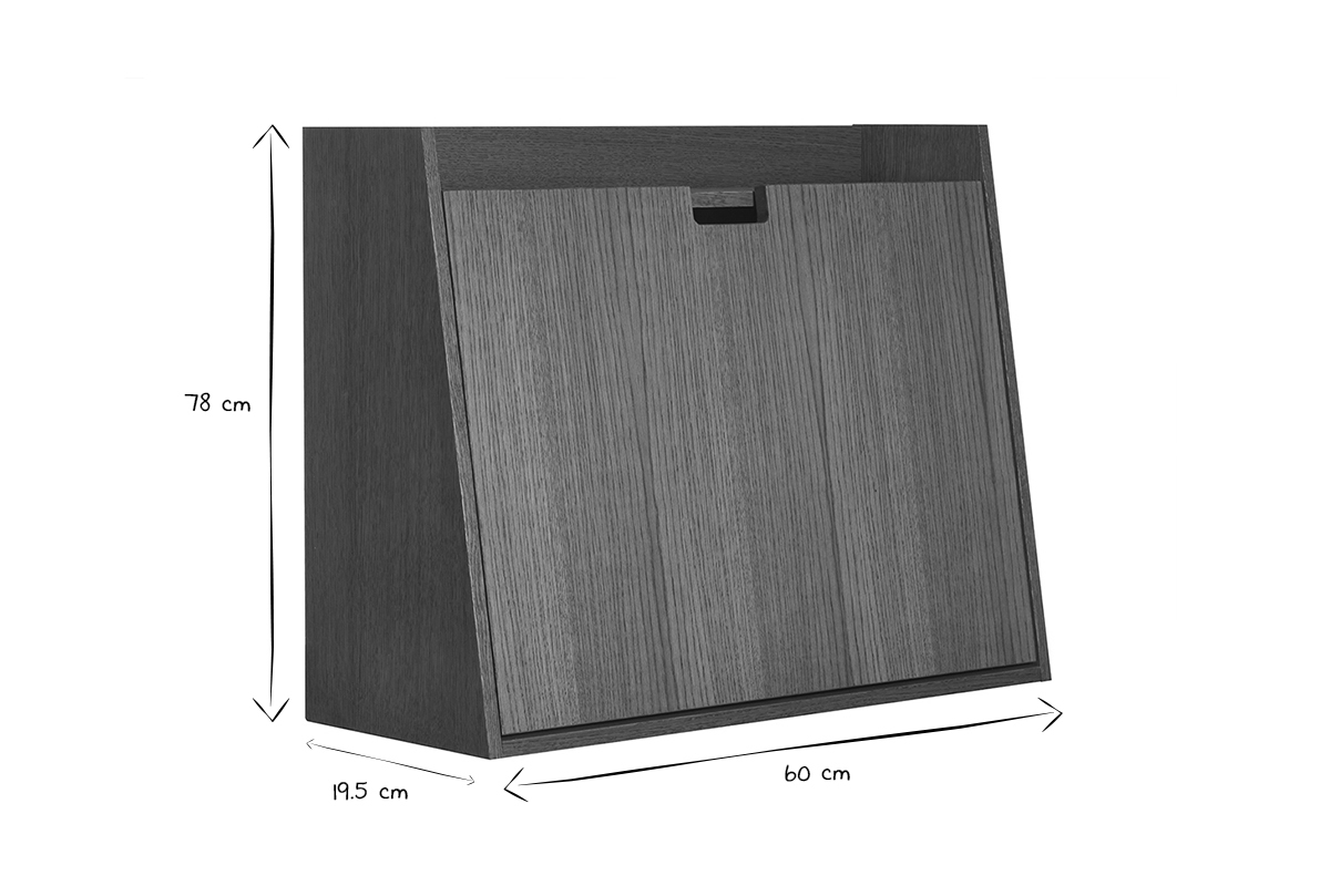 Wandschreibtisch mit Ablagen aus dunklem Holz B78 cm GABIN