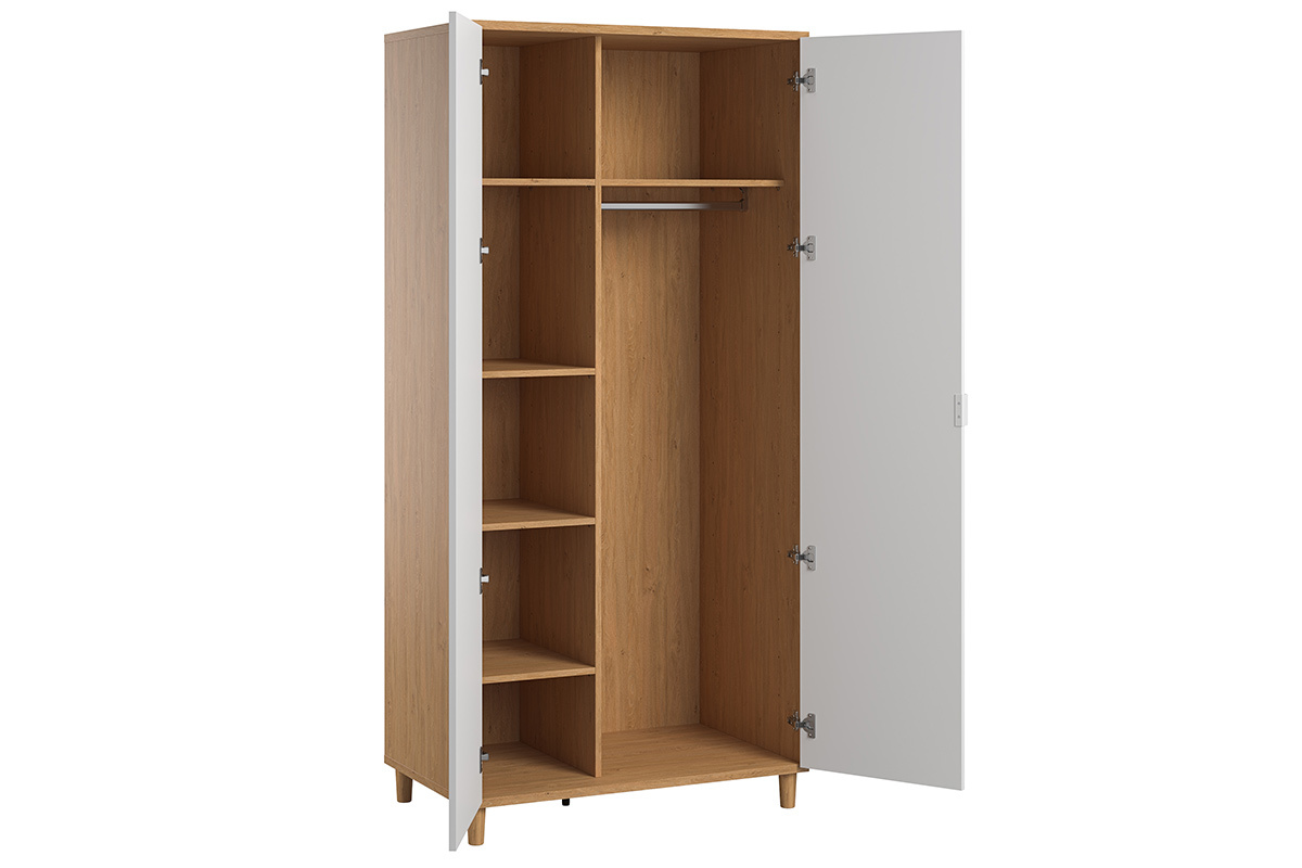 Weier und hlzerner Kleiderschrank LOU