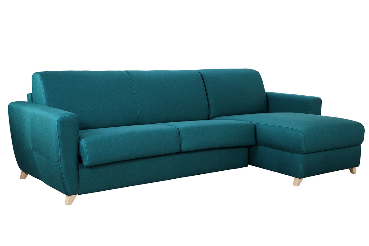 Wende- und konvertierbares Ecksofa mit Kommode in Entenblau GRAHAM