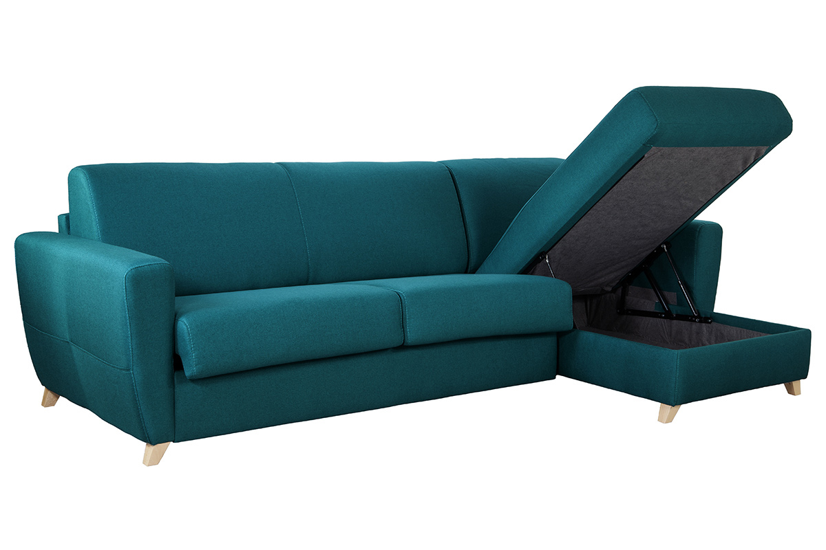 Wende- und konvertierbares Ecksofa mit Kommode in Entenblau GRAHAM