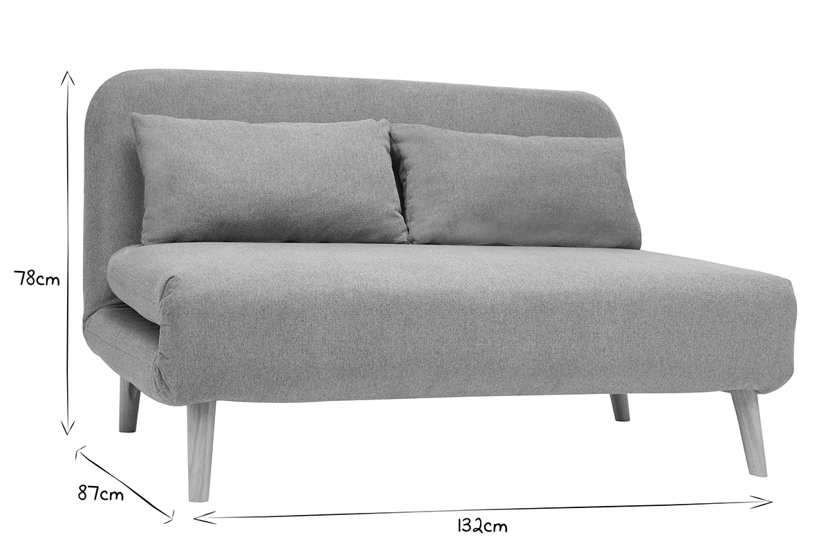 Zweisitzer-Schlafsofa aus terrakotta-farbenem samtigem Strukturstoff und hellem Holz AMIKO